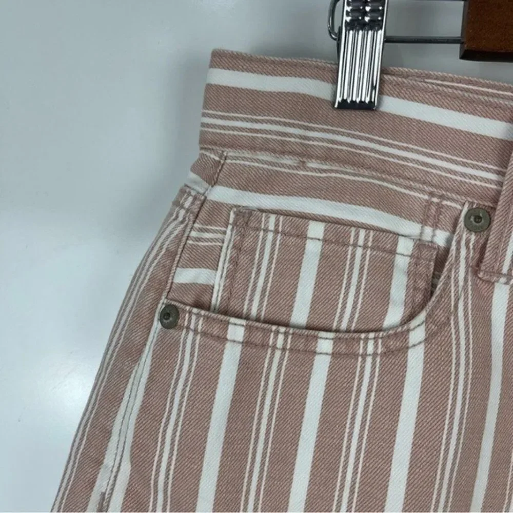 American Eagle Outfitters Striped Denim Mom Shorts Women's Size 12 Regular
